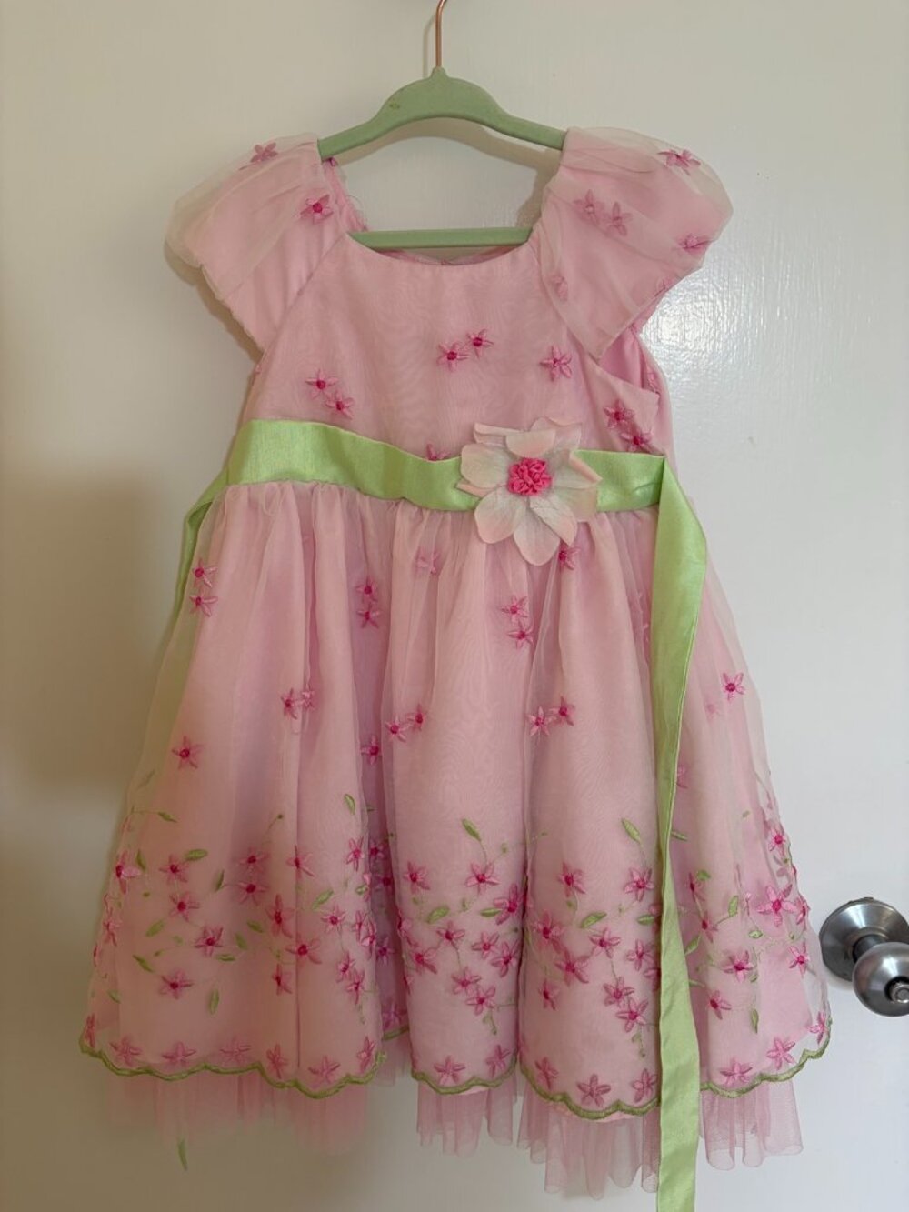 Jona Michelle Pink Floral Embroidered Dress Girls 3T